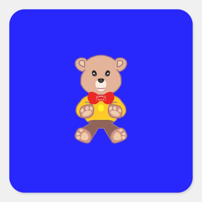 Cuadrada Oso de peluche con Pegatina azul (Anverso)