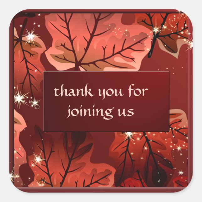 Cuadrada Otoño Maple rojo deja Pegatina Personalizado (Anverso)