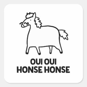 Cuadrada Oui Oui Honse French Horse Pun Pegatina
