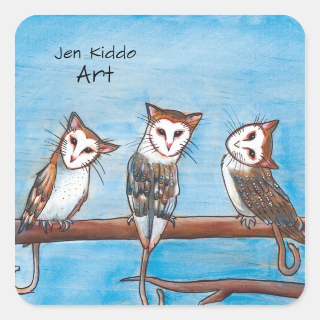 Cuadrada Owlcats Pegatina (Anverso)