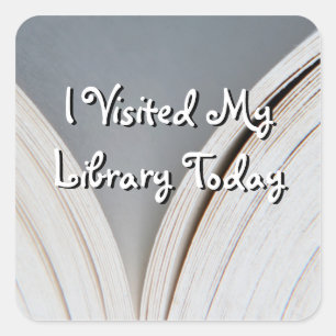 Cuadrada Páginas de libros #2 Visité Al Pegatina De Mi Bibl
