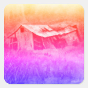 Cuadrada Paisaje rústico y Pegatina de la naturaleza