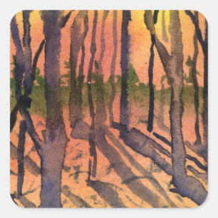 Cuadrada Paisaje rústico y Pegatina de la naturaleza