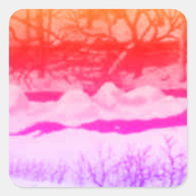 Cuadrada Paisaje rústico y Pegatina de la naturaleza (Anverso)