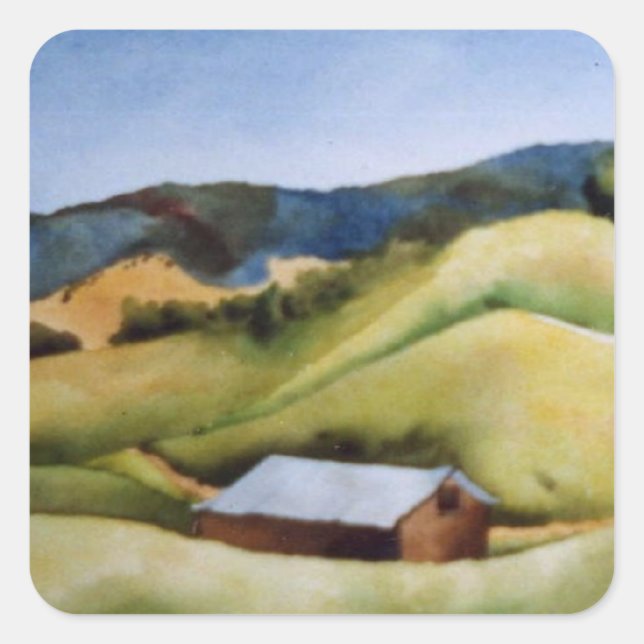 Cuadrada Paisaje rústico y Pegatina de la naturaleza (Anverso)