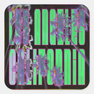 Cuadrada "Palm Sky: LOS ANGELES CALiFORNiA" Pegatina