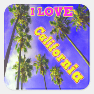 Cuadrada "Palm Sky: ME ENCANTA California 1" Pegatina