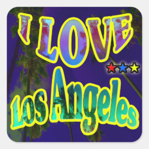 Cuadrada "Palm Sky: ME ENCANTA EL Pegatina DE LOS Ángeles 4