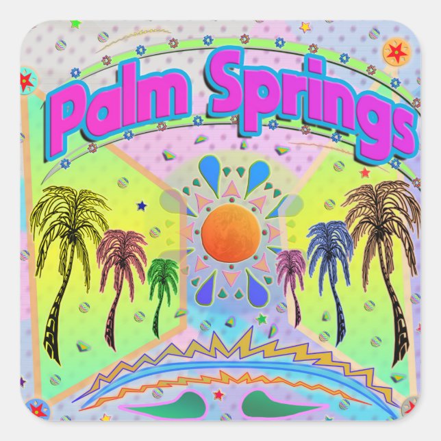 Cuadrada Palm Springs Calm Desire Pegatina (Anverso)