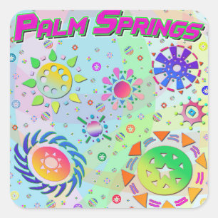 Cuadrada Palm Springs Seven Suns & Energy Pegatina