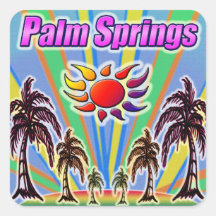 Cuadrada Palm Springs Summer Love Pegatina