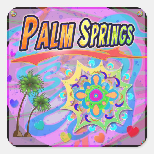 Cuadrada Palm Springs True Progress Pegatina (Anverso)