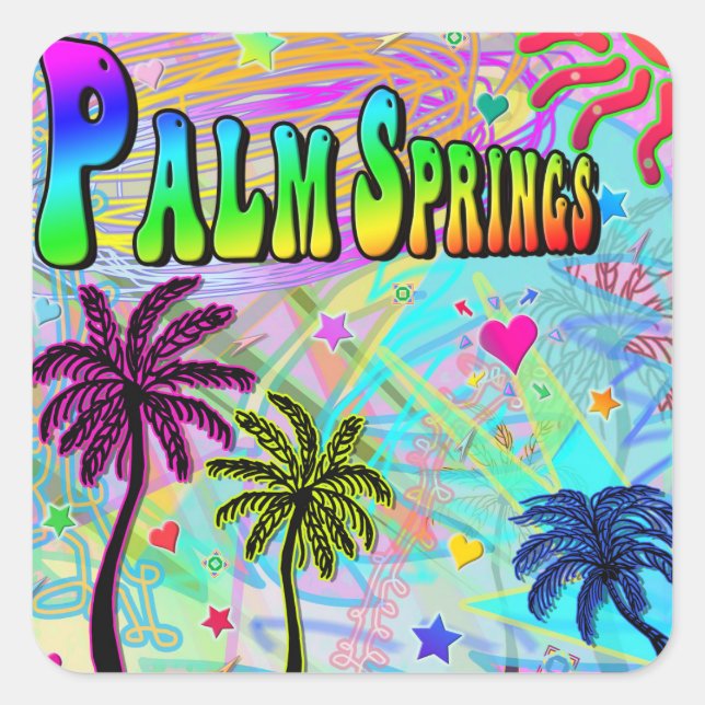 Cuadrada Palm Springs Vivid Romance Pegatina (Anverso)