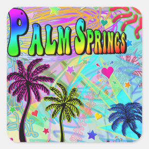 Cuadrada Palm Springs Vivid Romance Pegatina