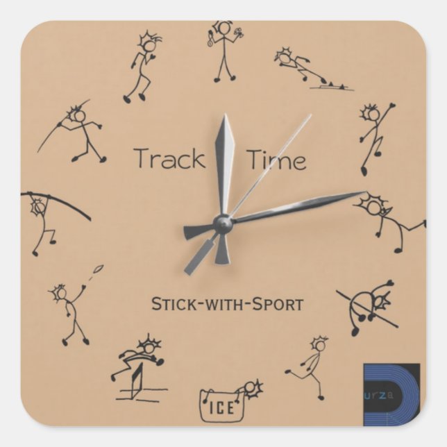 Cuadrada Palo con Pegatina de reloj deportivo (Anverso)