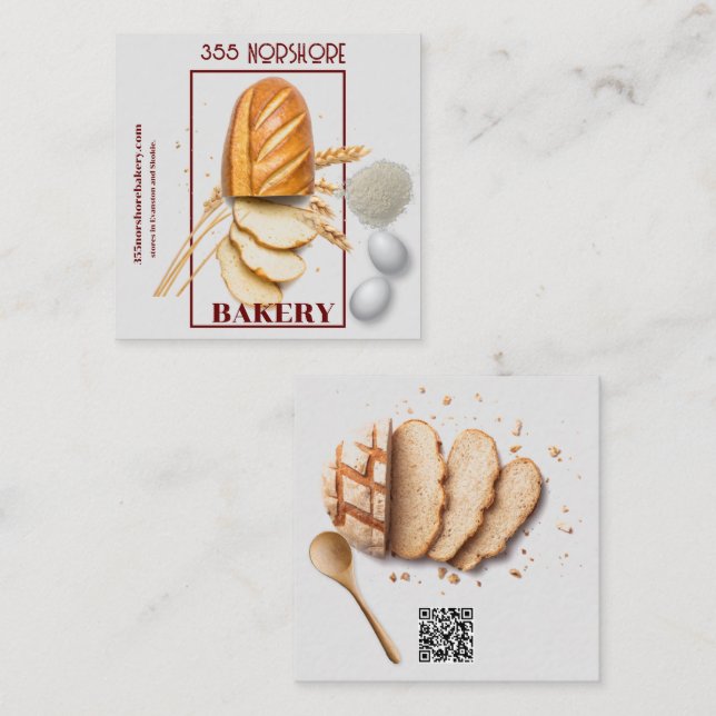 Cuadrada panadería moderna tarjeta de visita (Anverso / Reverso)