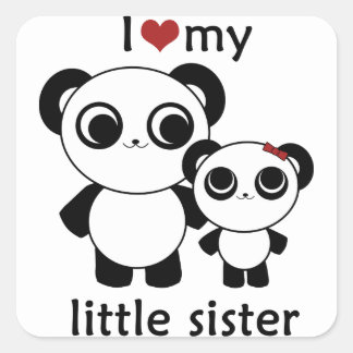 Cuadrada Panda - Amo a mi hermanita - pegatina