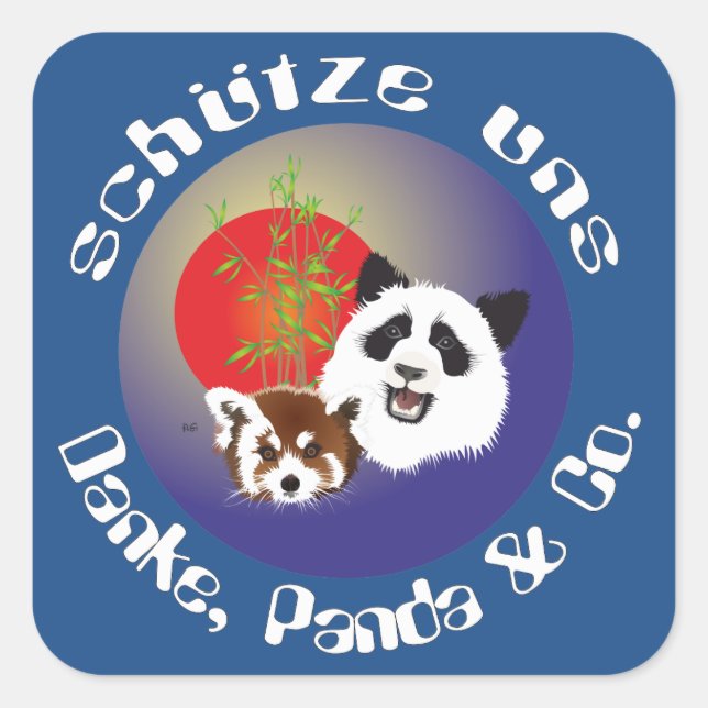 Cuadrada Panda encuentro pegatina (Anverso)