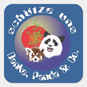 Cuadrada Panda encuentro pegatina