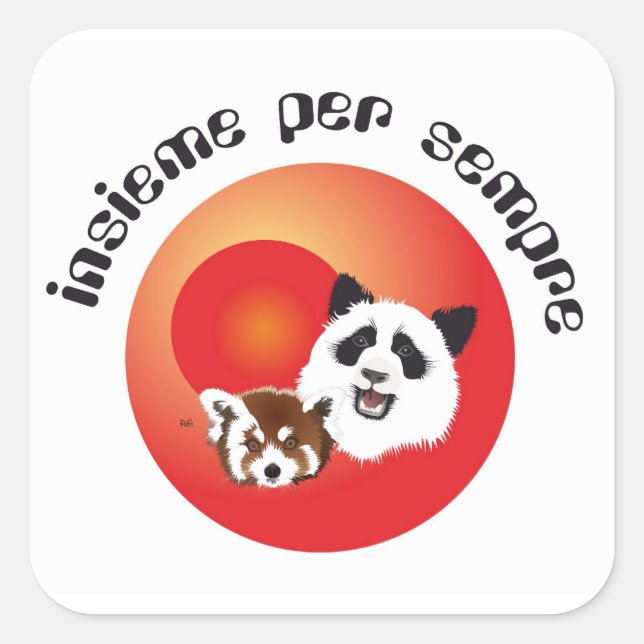Cuadrada Panda encuentro pegatina (Anverso)