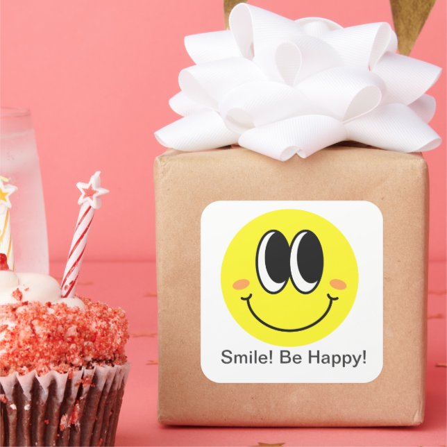 Cuadrada Paquete de Pegatina Happy Mood Smiley 3"x3" (Fiesta)
