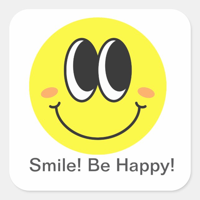 Cuadrada Paquete de Pegatina Happy Mood Smiley 3"x3" (Anverso)