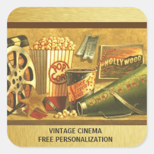 Cuadrada Paquete Pegatina de cine de época