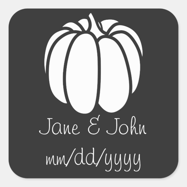 Cuadrada Parche de calabaza en Pegatina negro (Anverso)