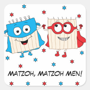 Cuadrada Passover Pegatina Plaza "Matzoh, Matzoh Men!"