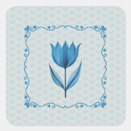 Cuadrada Patrón con una pegatina de tulipán azul