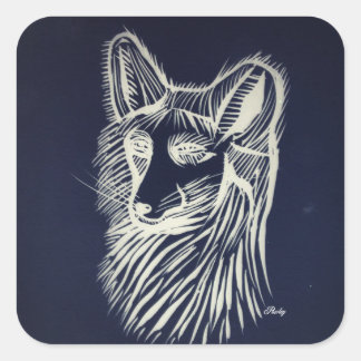 Cuadrada pawley night fox pegatina