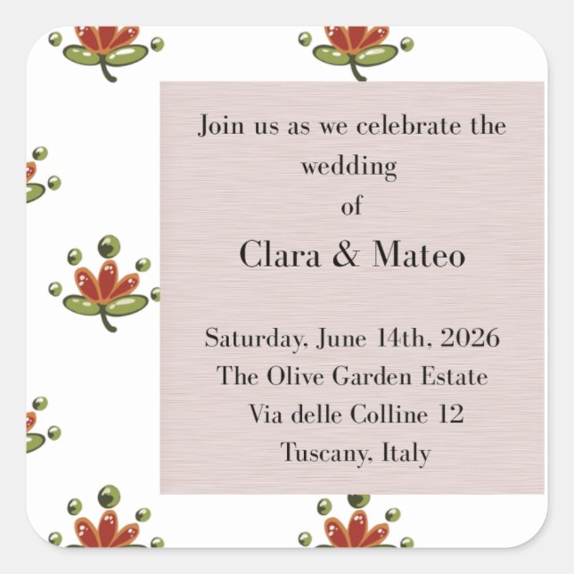 Cuadrada Pegatina (Anverso)