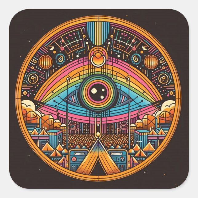 Cuadrada Pegatina (Anverso)