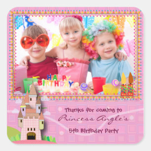 Cuadrada Pegatina 053 del cumpleaños de los niños: Mi
