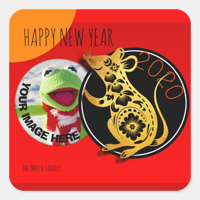 Cuadrada Pegatina 2020 S de corte humorístico de papel rata (Anverso)