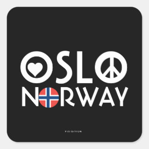 Cuadrada Pegatina 2 de la paz del amor de Oslo Noruega
