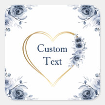 Pegatina 3" x 3" Personalizado floral azul texto