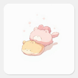 Cuadrada Pegatina Adorable de Fantasía