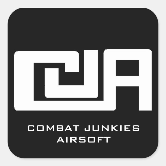 Cuadrada Pegatina Airsoft de los Junkies de Combate (Anverso)