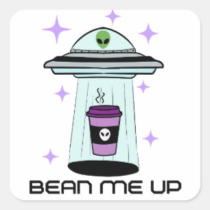Cuadrada Pegatina Alien Coffee Art