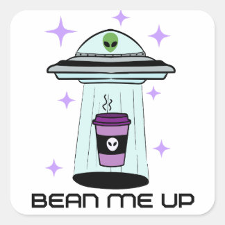 Cuadrada Pegatina Alien Coffee Art