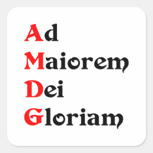 Cuadrada Pegatina AMDG, Ad Maiorem Dei Gloriam