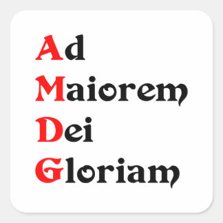 Cuadrada Pegatina AMDG, Ad Maiorem Dei Gloriam