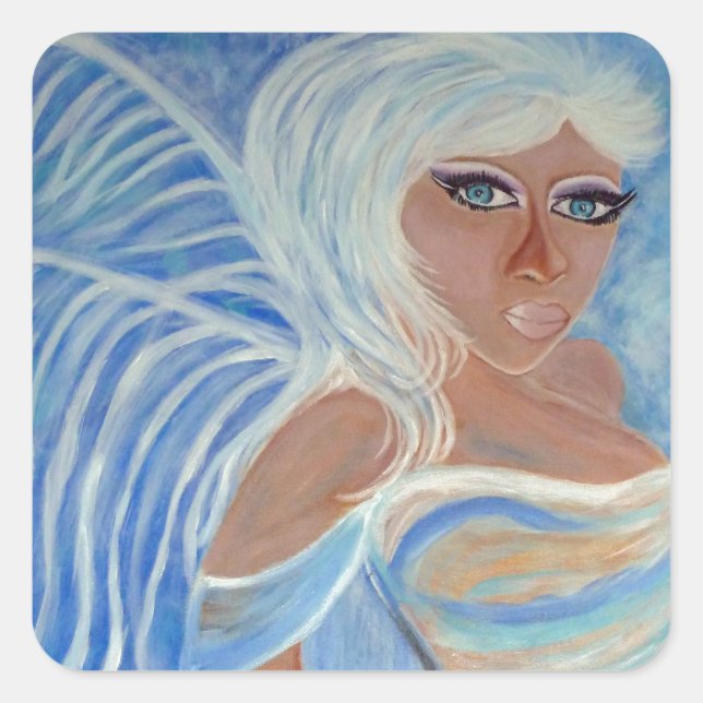 Cuadrada Pegatina Angel moderno (Anverso)