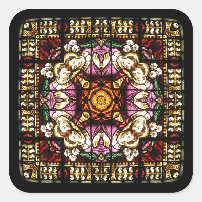 Cuadrada Pegatina Angel Window Kaleidoscope (Anverso)