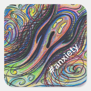 Cuadrada pegatina #anxiety