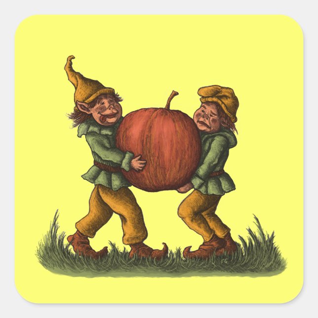 Cuadrada pegatina apple gnomes (Anverso)