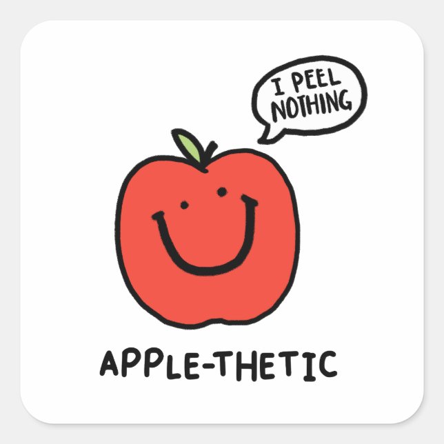 Cuadrada Pegatina Apple Pun con patatas de fruta corta y Ap (Anverso)