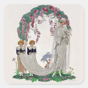 Cuadrada Pegatina Art deco bride