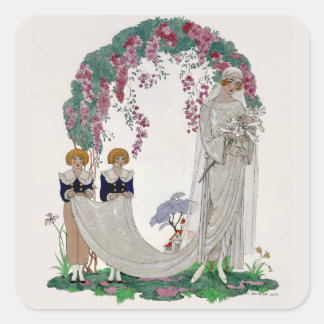 Cuadrada Pegatina Art deco bride
